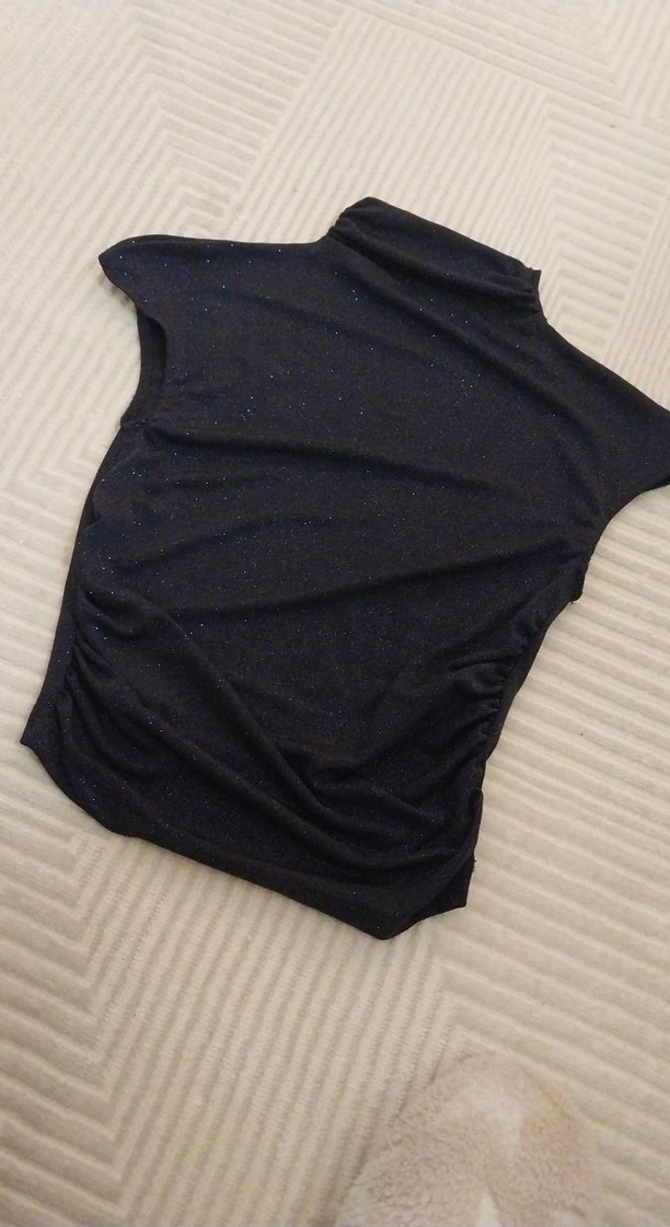 lacivert simli şık bluz kolsuz - Görsel 2