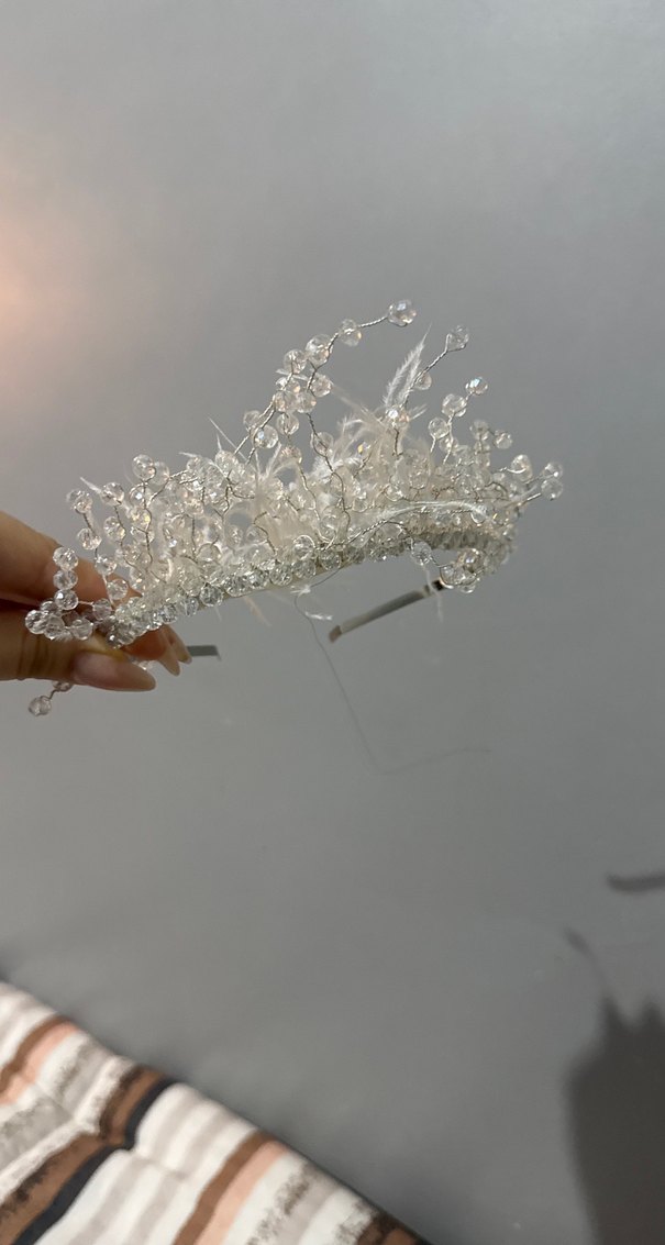 Beyaz Pullu Bohem Gelin Tacı - Görsel 3