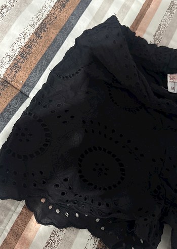 Dantelli Siyah Mini Şort - Görsel 3