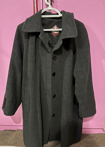 Gri Düğmeli Midi Kadın Kaban - Görsel 2