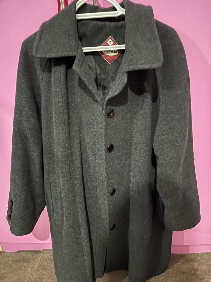 Gri Düğmeli Midi Kadın Kaban - Görsel 3