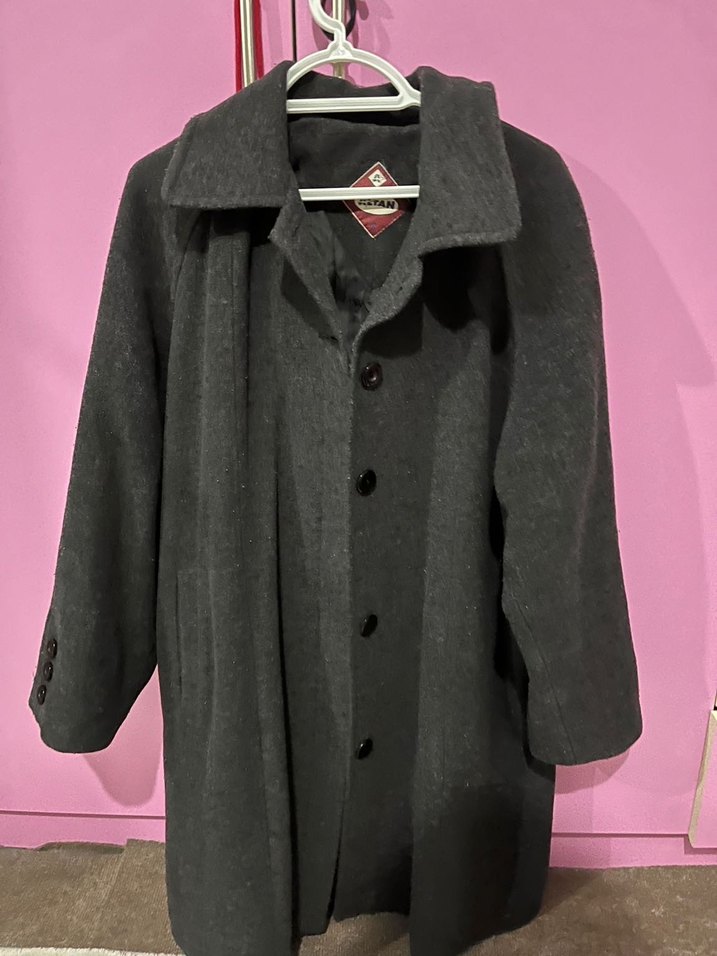 Gri Düğmeli Midi Kadın Kaban - Görsel 2