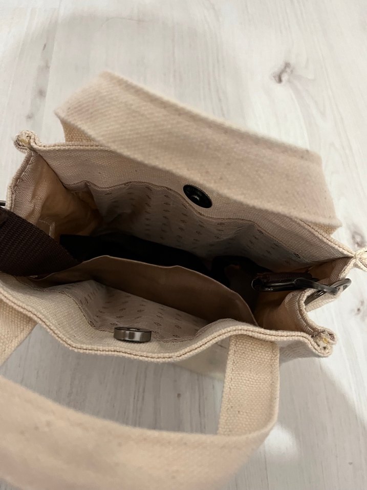 Bej Mini Pamuklu Fermuarlı Kadın Çanta - Görsel 2