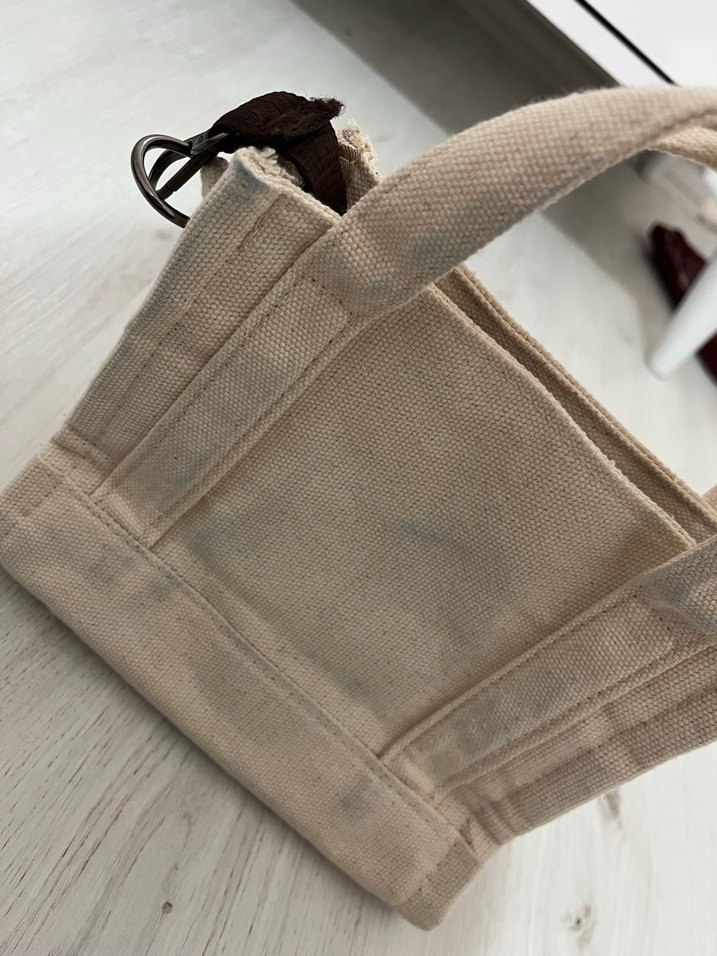 Bej Mini Pamuklu Fermuarlı Kadın Çanta - Görsel 3