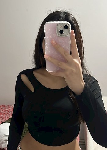 Siyah Uzun Kollu Dar Kesim Bluz - Görsel 3