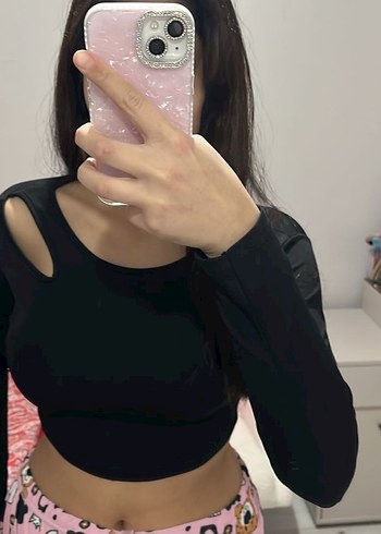 Siyah Uzun Kollu Dar Kesim Bluz - Görsel 2