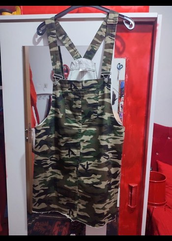 Kamuflaj Desenli Kadın Midi Elbise - Görsel 2