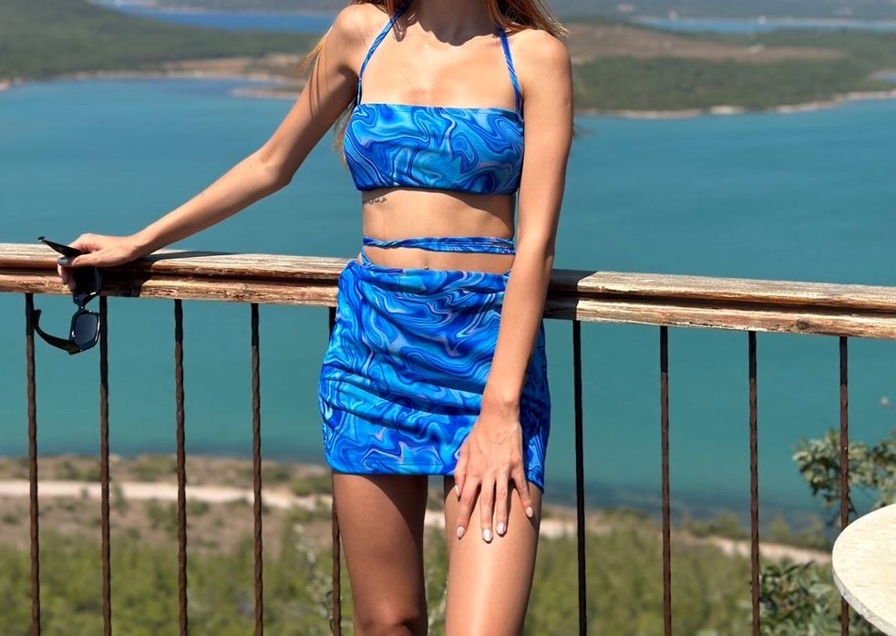 Mavi Bağlamalı Mini Drapeli Takım - Görsel 3