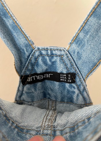 Kadın Mavi Denim Askılı Tulum - Görsel 2