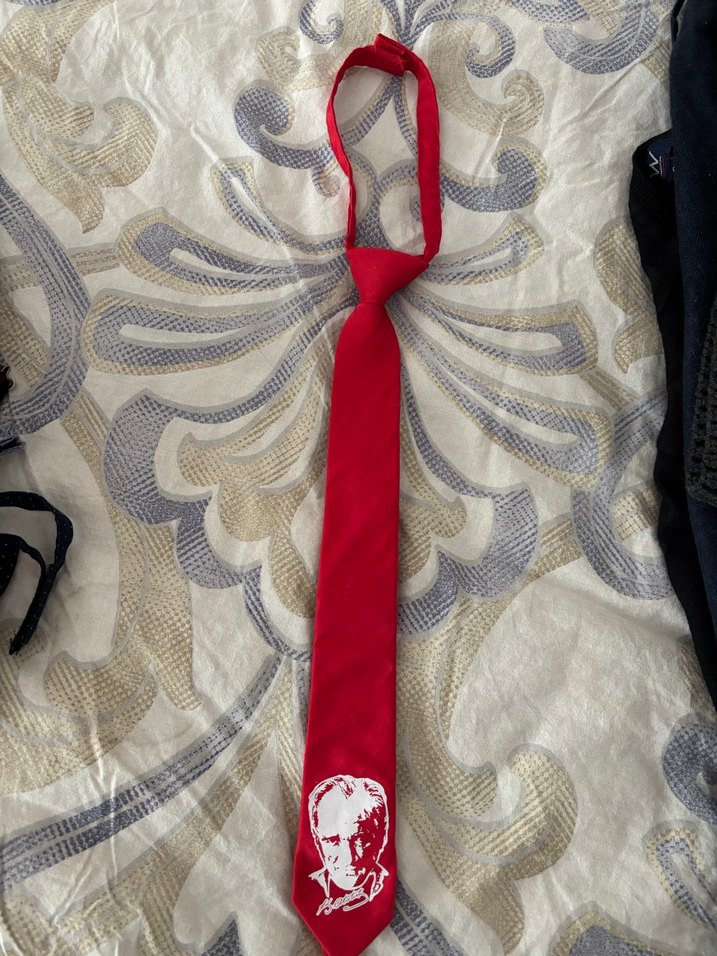 Kırmızı Retro Erkek çocuk Kravat - Görsel 4