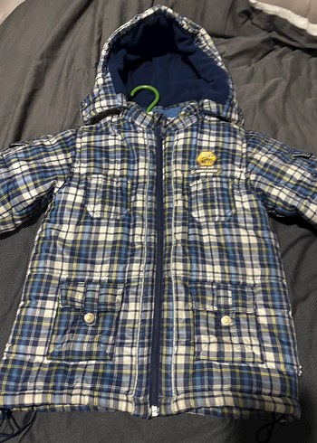 Erkek Çocuk Ekose Desenli Kapüşonlu Mont - Görsel 2