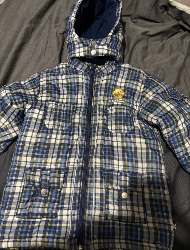 Erkek Çocuk Ekose Desenli Kapüşonlu Ceket - Görsel 5