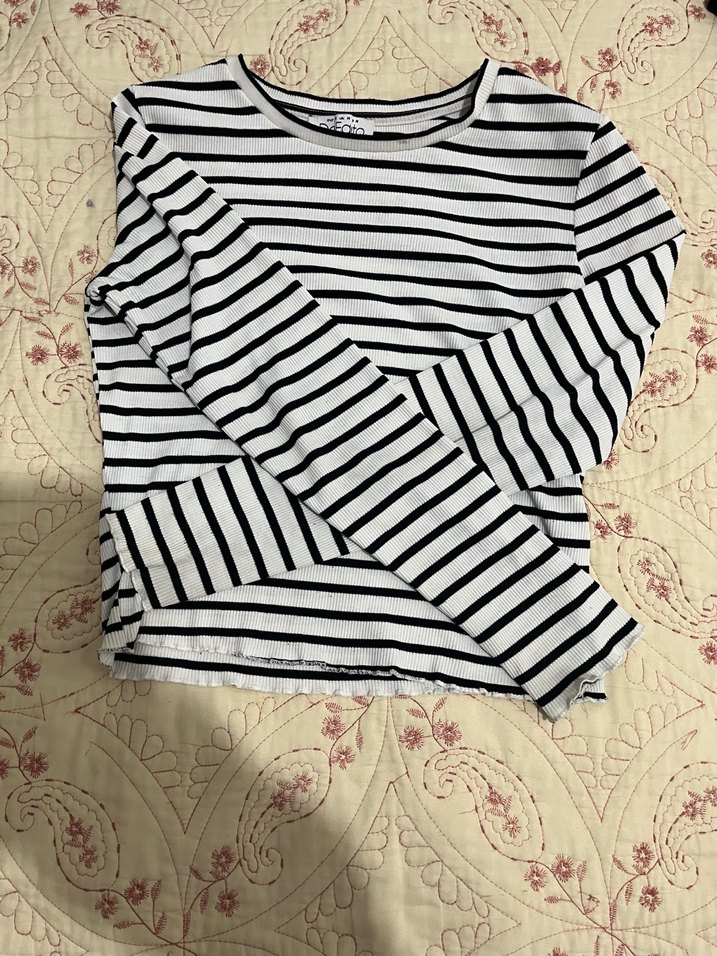 Kız Çocuk Çizgili Uzun Kollu Triko Tişört - Görsel 2