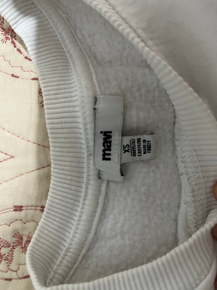 Mavi Baskılı Beyaz Kadın Sweatshirt - Görsel 2