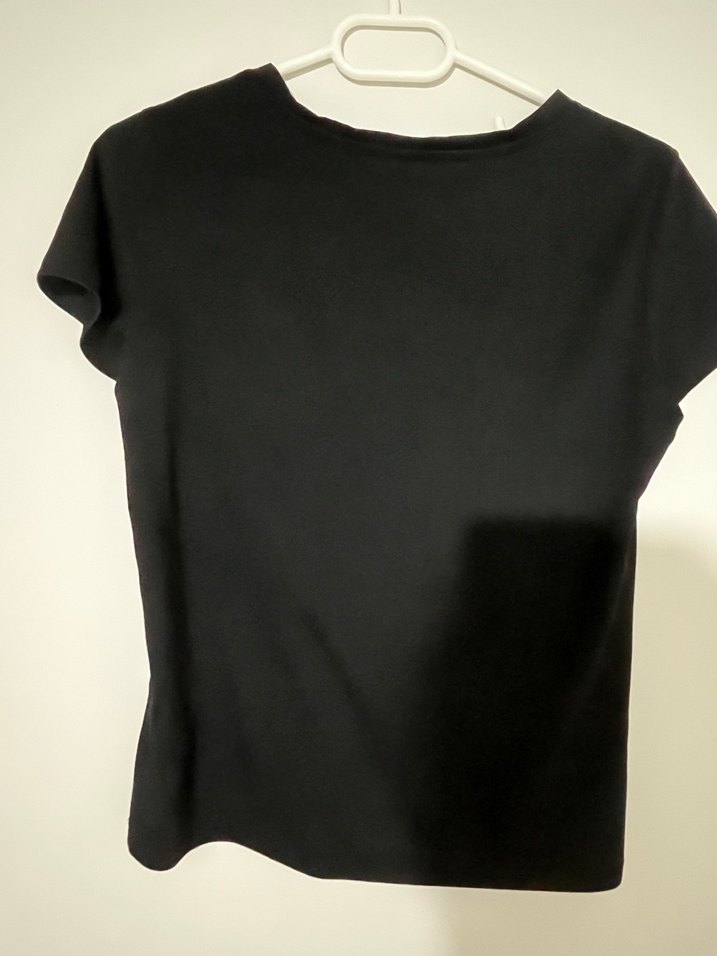 Kadın Siyah Kısa Kollu Basic Tişört - Görsel 2