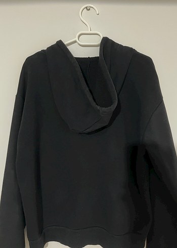 Siyah Fermuarlı Kapüşonlu Sweatshirt - Görsel 2