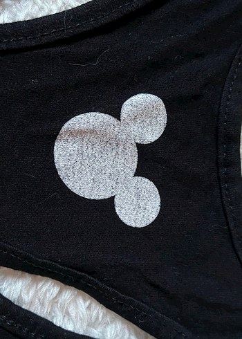 Siyah Mickey Mouse Baskılı Kolsuz Crop - Görsel 3
