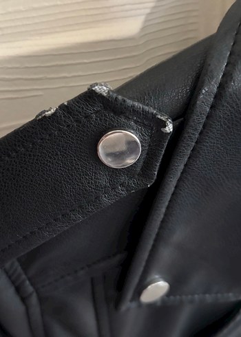 Siyah Deri Biker Ceket - Görsel 5
