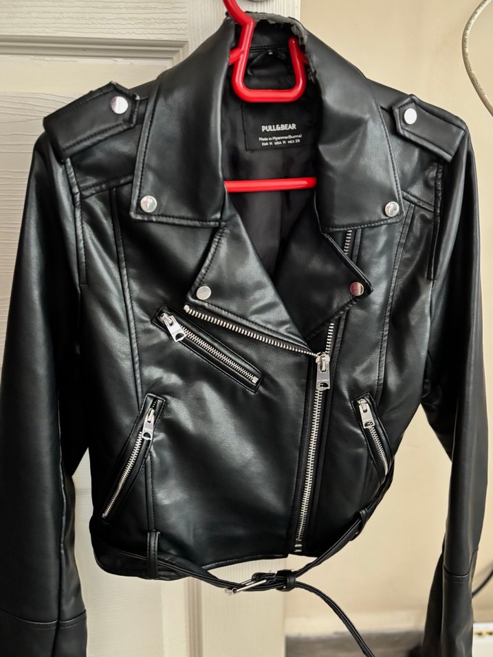 Siyah Deri Biker Ceket - Görsel 2