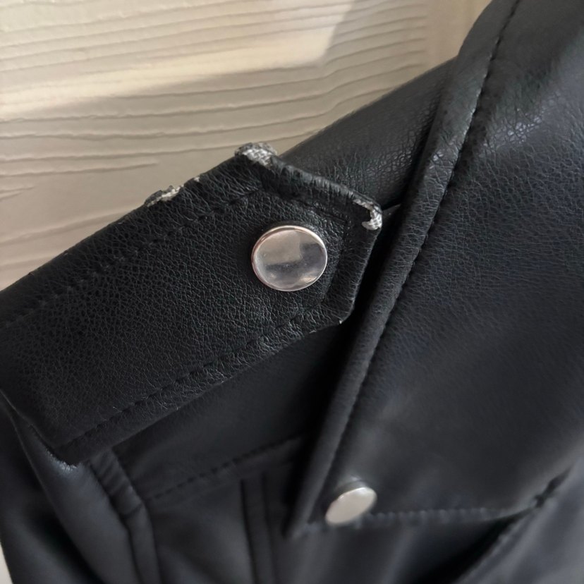 Siyah Deri Biker Ceket - Görsel 5