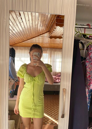 Yeşil Drapeli Midi Elbise - Görsel 3