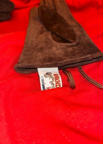 Kahverengi Süet Vakko Vintage Kadın Eldivenleri - Görsel 2