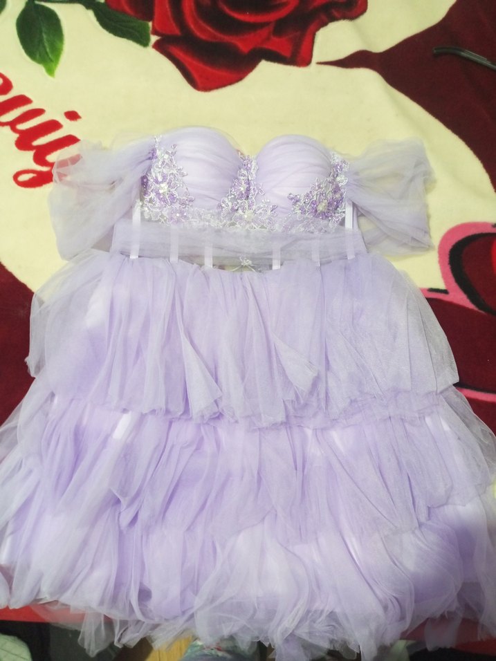 Mor Straplez Mini Abiye Elbise - Görsel 2