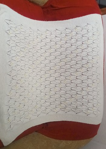 Beyaz Örgü Bebek Battaniyesi - Görsel 2