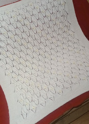 Beyaz Örgü Bebek Battaniyesi - Görsel 5