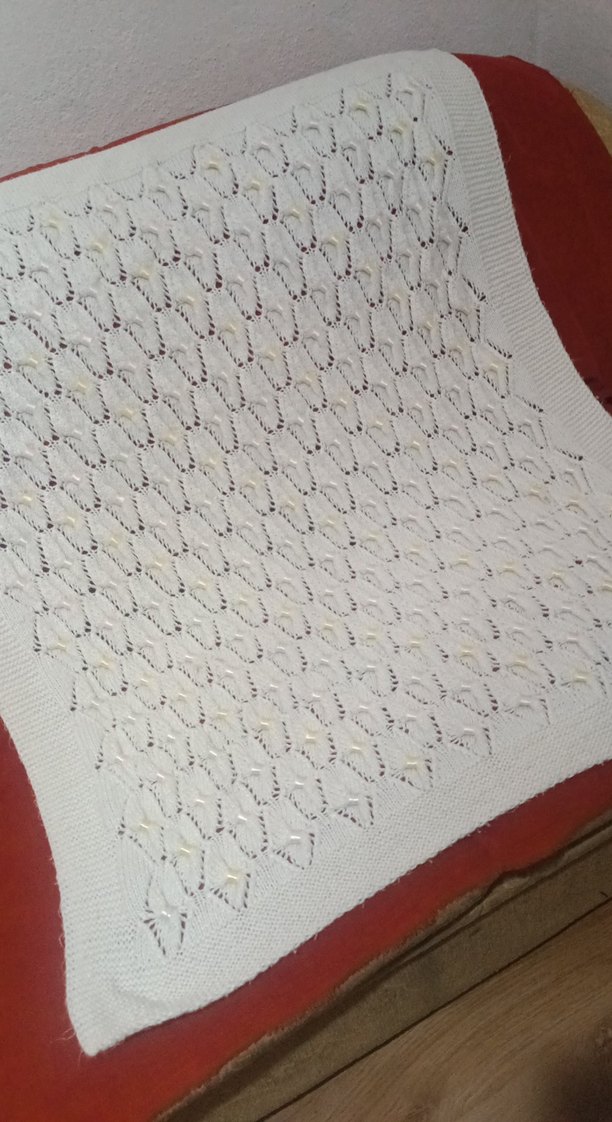 Beyaz Örgü Bebek Battaniyesi - Görsel 5