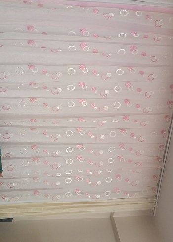 Nakışlı Pembe Pastel Tül Perde - Görsel 6