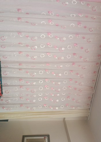 Nakışlı Pembe Pastel Tül Perde - Görsel 5