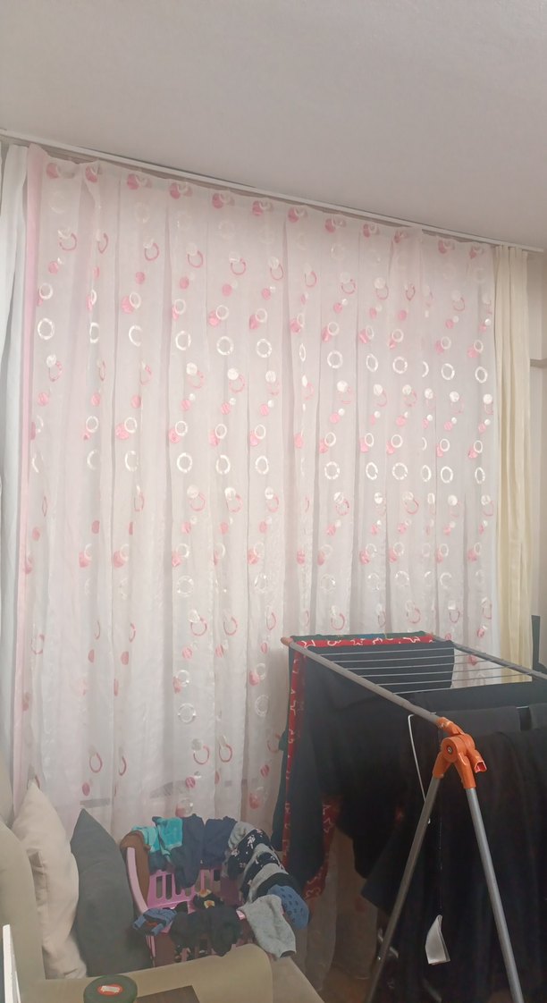 Nakışlı Pembe Pastel Tül Perde - Görsel 4