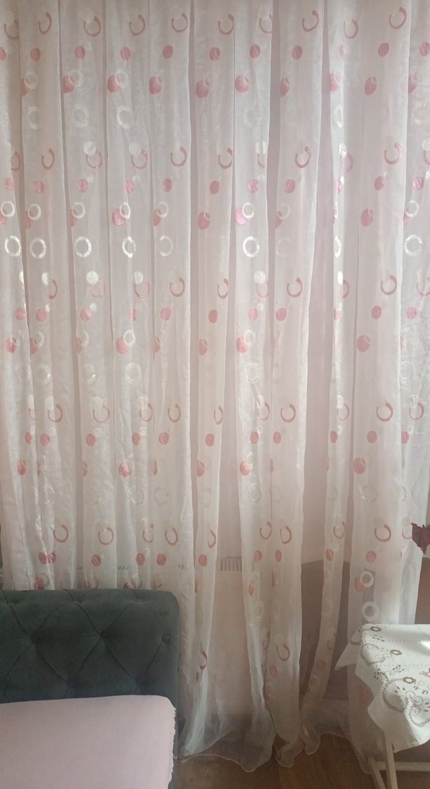 Nakışlı Pembe Pastel Tül Perde - Görsel 2