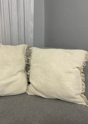 Bohem Gri-Bej Püsküllü Kırlent - Görsel 3