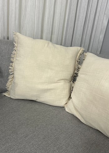 Bohem Gri-Bej Püsküllü Kırlent - Görsel 2