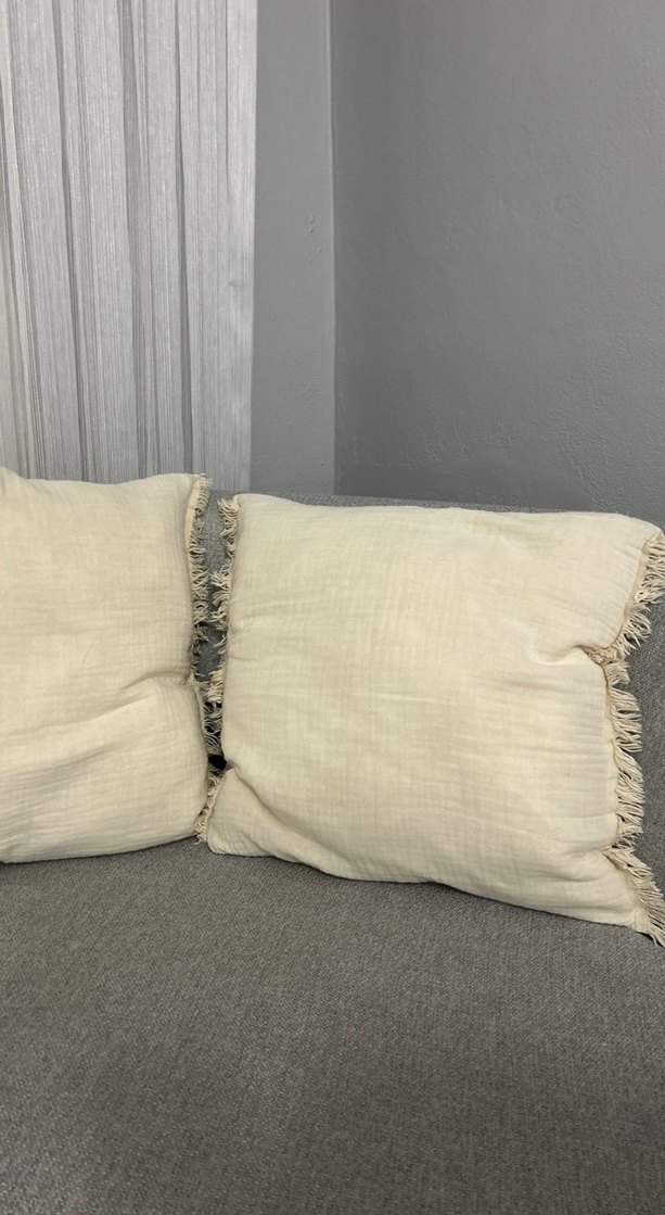 Bohem Gri-Bej Püsküllü Kırlent - Görsel 3