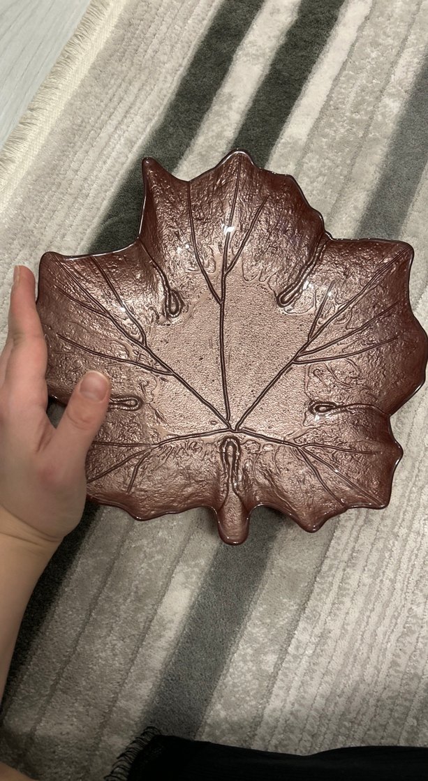 Kahverengi Yaprak Şeklinde dekoratif tabak - Görsel 2