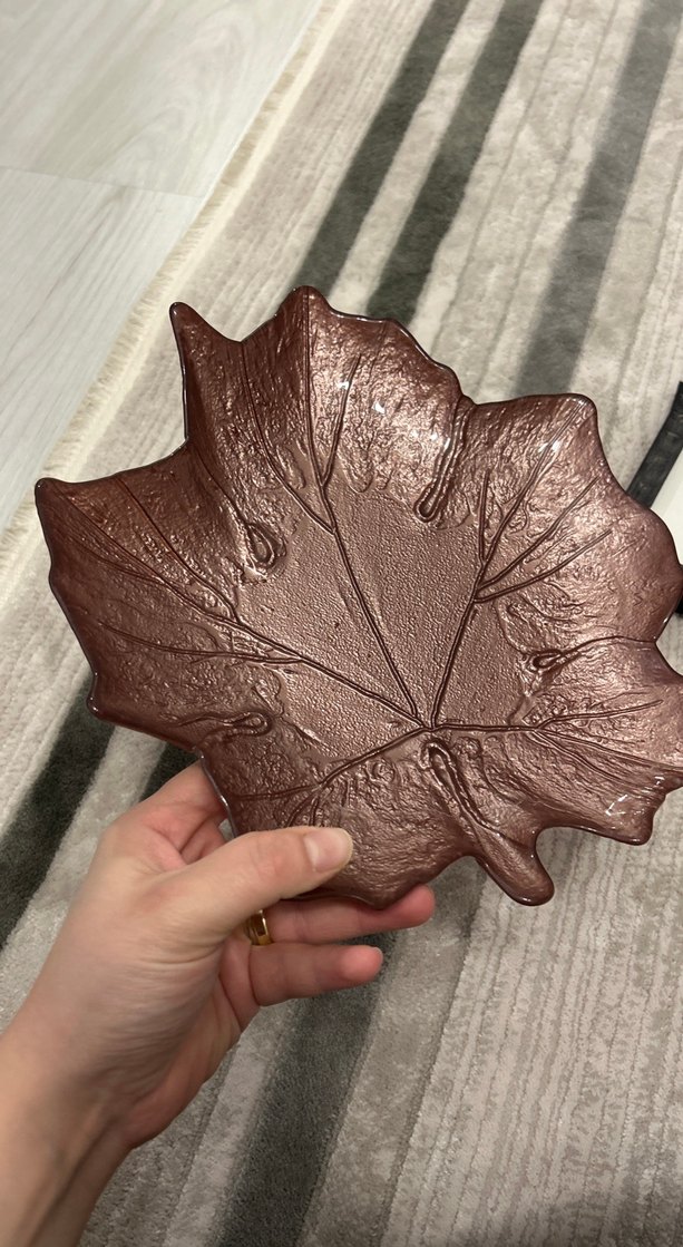 Kahverengi Yaprak Şeklinde dekoratif tabak - Görsel 4