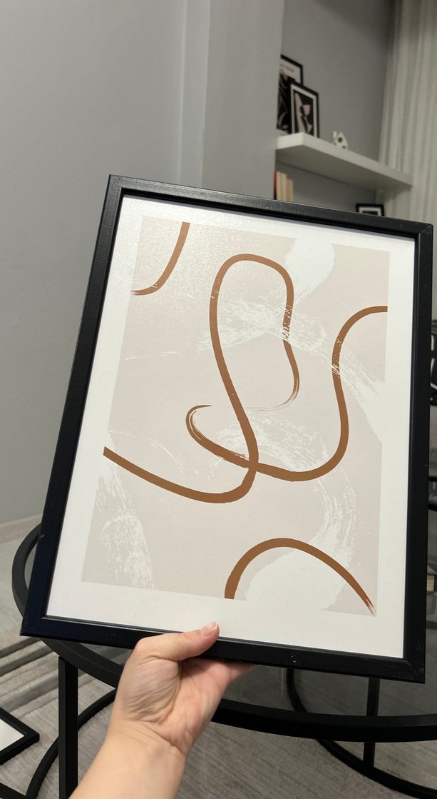 Bej soyut çizgili tablo - Görsel 2