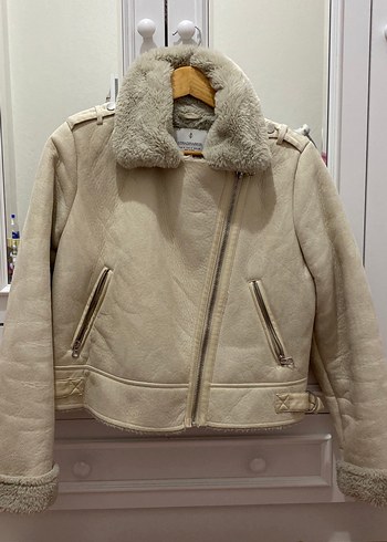 Kadın Bej Süet Kürklü Ceket - Görsel 2