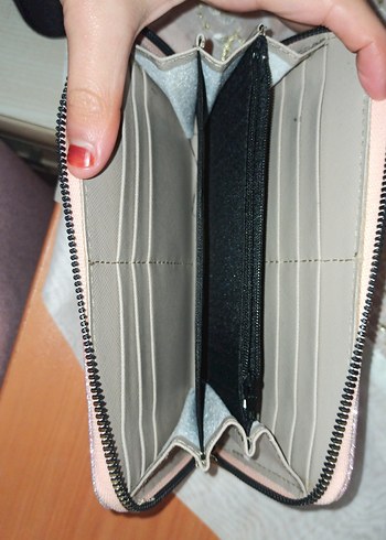 Pembe Simli Deri Kadın Portföy Cüzdan - Görsel 2