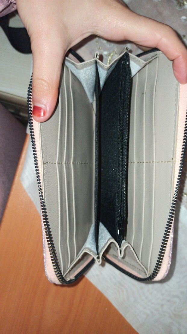 Pembe Simli Deri Kadın Portföy Cüzdan - Görsel 2