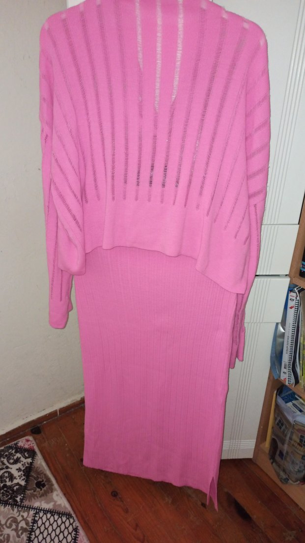 Pembe Triko Kadın Kazak ve eteği takım - Görsel 4