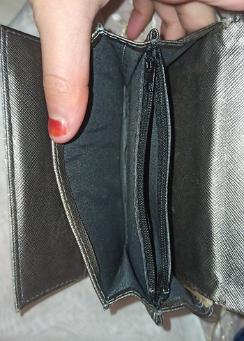 Bohem Gri Deri Kadın Cüzdan - Görsel 4