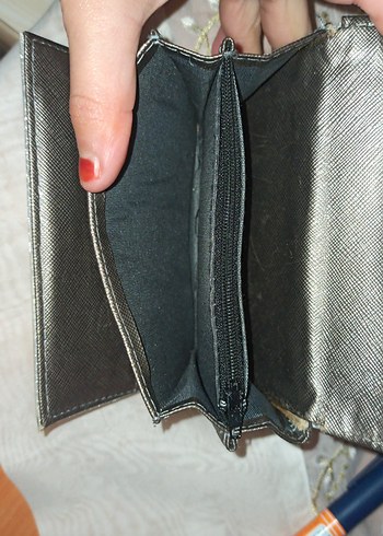 Bohem Gri Deri Kadın Cüzdan - Görsel 5