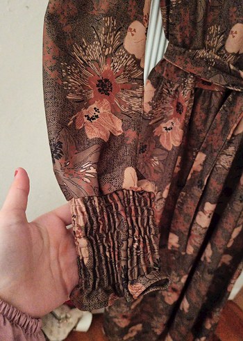 Bohem Çiçek Desenli Uzun Elbise - Görsel 2