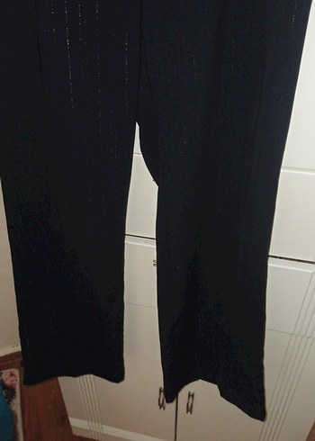 Düğmeli Siyah Midi Kadın Kumaş Pantolon - Görsel 4