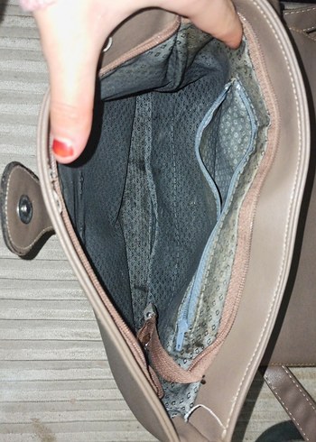 Gri Kahverengi Deri Kadın Çanta - Görsel 3