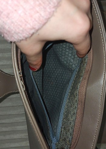 Gri Kahverengi Deri Kadın Çanta - Görsel 4